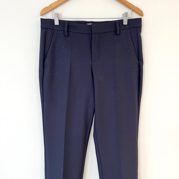 Zadig & Voltaire Prune Strass Rain Women's Navy Tailored Pants With Rhinestones - Picture 3 of 15